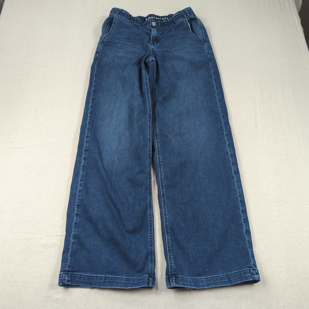 American Eagle Jeans Womens Extra Small Blue Long Low Rise Baggy Wide Leg